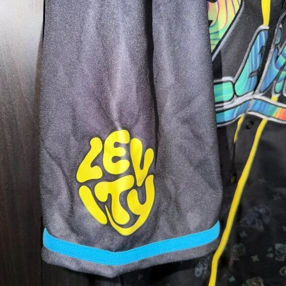 Levity Cloud 9 Black and Rainbow Rave EDM Festival Baseball Jersey Size XL - Picture 4 of 7